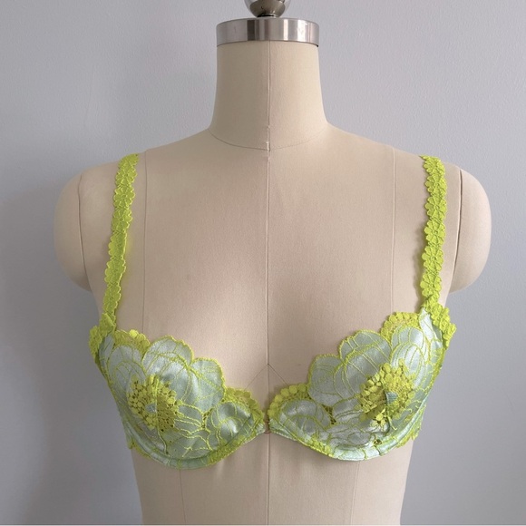 Savage x Fenty Perfect Poppies Unlined Lace Demi Bra- Multicolor- Size 36B- NWT - Picture 2 of 10